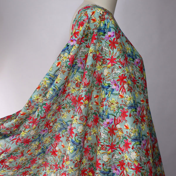 100% Japanese Cotton – Pale Turquoise Green Floral *Exclusive